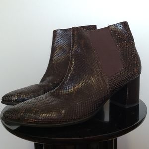 Ecco - Danish Designs - Brown Embossed Leather Heeled Boots - Size 41